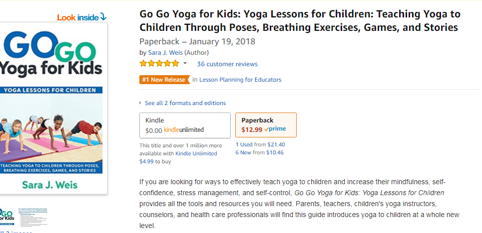 Thrilled to be the #1 New Release in Lesson Planning for Educators. I love writing lesson plans for kids that will help them be active, flexible and focused