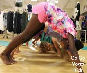 Kids yoga down dog tunnel